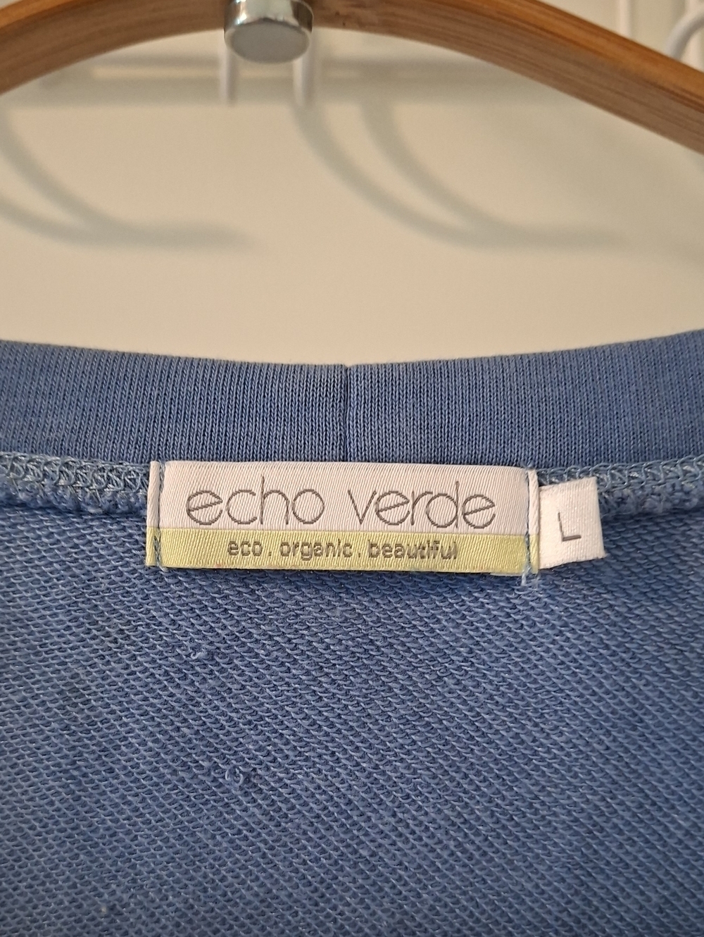 Echo Verde Cornflower Blue Eco French Terry Swing Dress w/ Pockets (Size L) - Picture 2 of 5